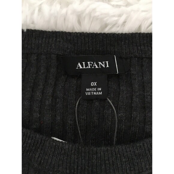 Alfani Sweater Top Black gray plus Size 0X Ribbed Color block Tunic - Picture 3 of 12